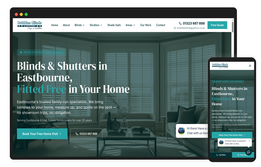 Bubbles Blinds — Blinds & Shutters website designed by Time To Scale