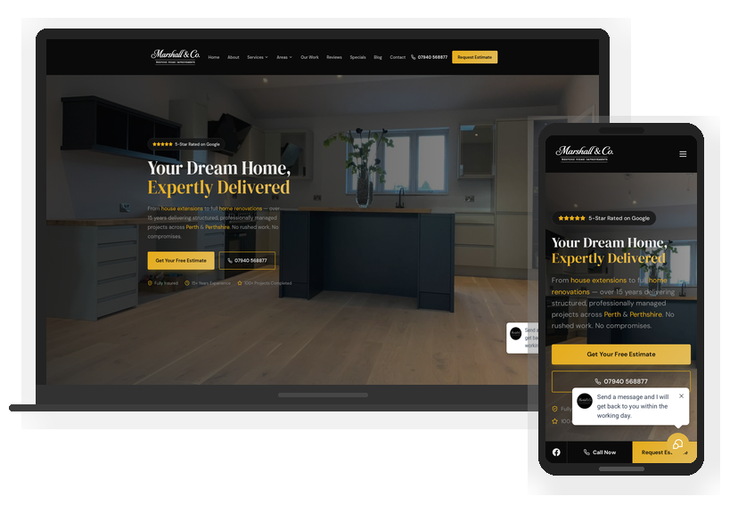 Marshall & Co — Home Improvements website designed by Time To Scale